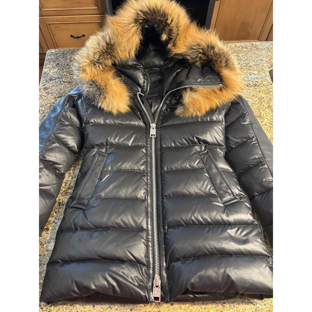 Nicole Benisti NB Series Puffer Jacket Petite Small Lamb & Golden Fox Fur Black